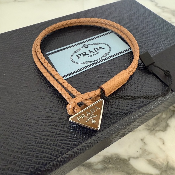 Prada 2IB288 Unisex double strand Bracelet In Brown Nappa Leather w/charm - Picture 1 of 11